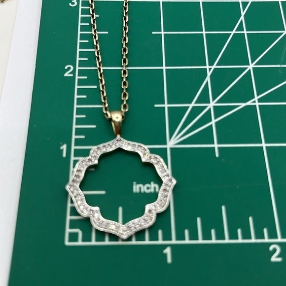 Ornate Open Necklace With Diamonds By Heng Ngai Gold over 925 SS Necklace - Picture 13 of 13